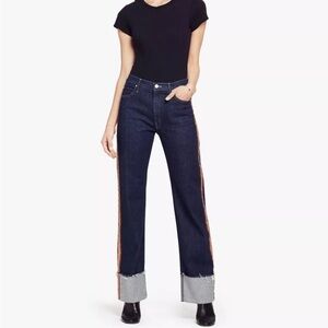 $298 NEW - Mother Denim The Duster Cuff Fray Straight Jeans - Size 25